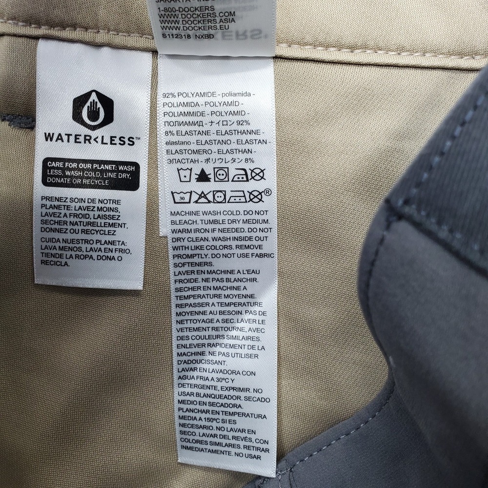 DOCKERS Pants Mens 34x32 Gray Straight‎ Fit Performance Security Pockets Hiking - Picture 10 of 11